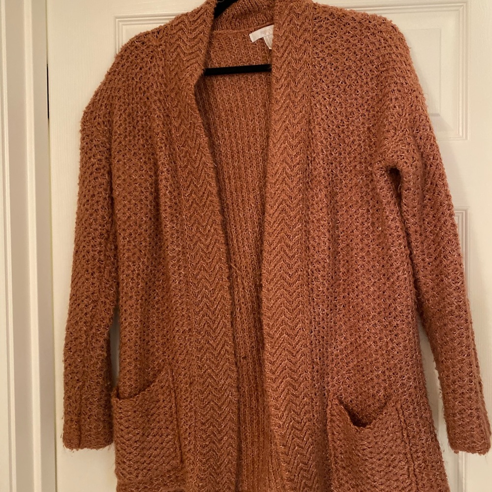 Orangey-pink coral forever 21 chunky knit cardigan